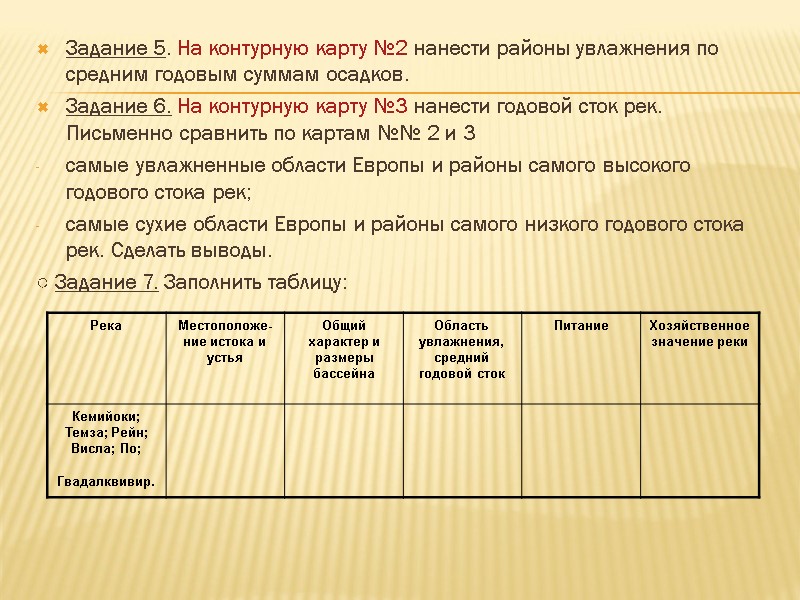 Задание 5. На контурную карту №2 нанести районы увлажнения по средним годовым суммам осадков.